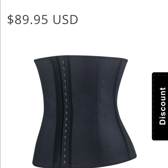 9 STEEL BONED WAIST TRAINER W/ LATEX HOOK CLOSURES - Picture 3 of 4